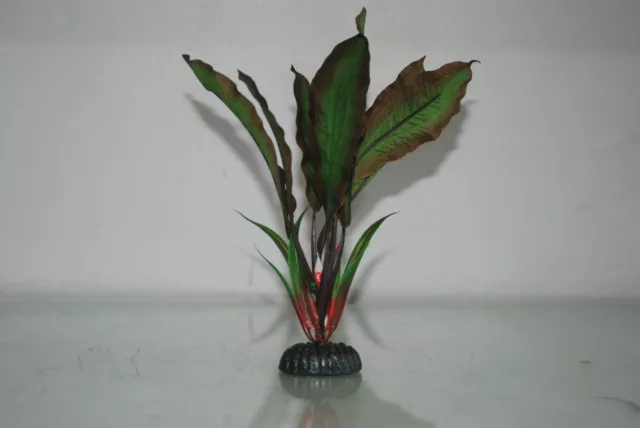 Plante en Soie Aquarium Amazon Large Feuille Plante Vert & Rouge 13 CM Haut