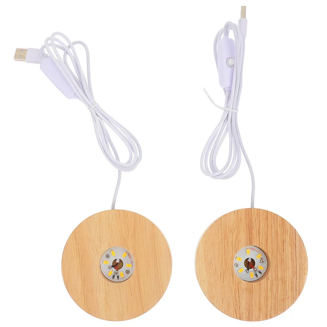 2 pz supporto presentazione base LED legno per sfere di cristallo cachi