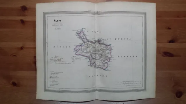 1864 MAPA de Alava por D. Martin Ferreiro Gaspar y Roig Editores Madrid