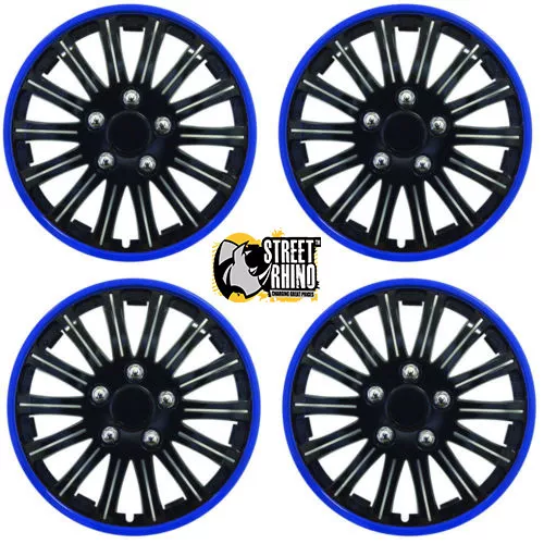Lightning nero e blu 14" set copriruota coprimozzo ideale per Honda Prelude