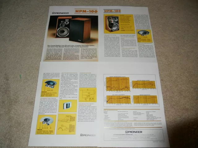 Pioneer HPM-100 Ultimate Speaker Brochure, 4 pages, Specs, Articles, Info, Amp