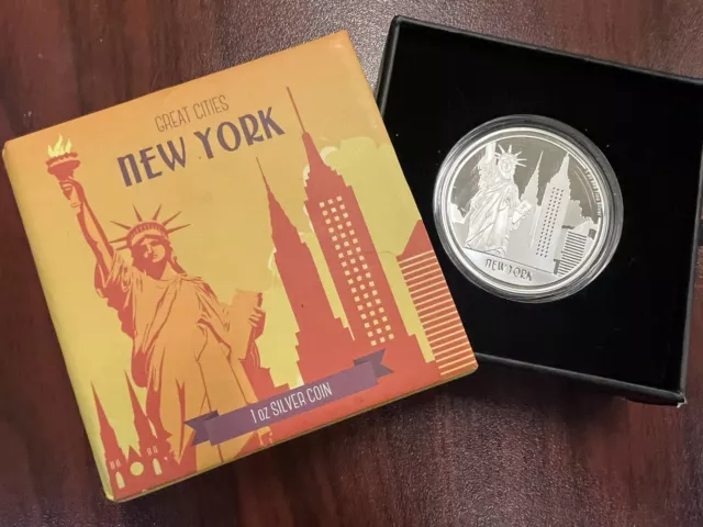 2017 Great Cities - New York 1 oz. Silver Proof $2 Coin With Box & No COA A125