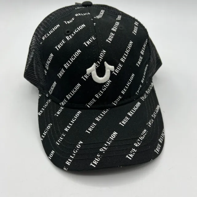 True Religion Hat Cap Mens Black TRUE RELIGION Logo Cotton SNAPBACK