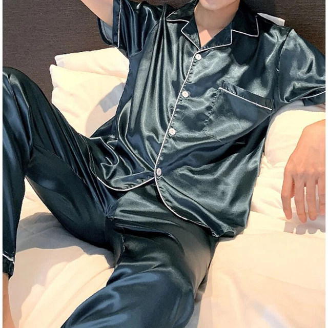HOMMES PYJAMA ENSEMBLE Satin Haut Pantalon Tenue D Int rieur