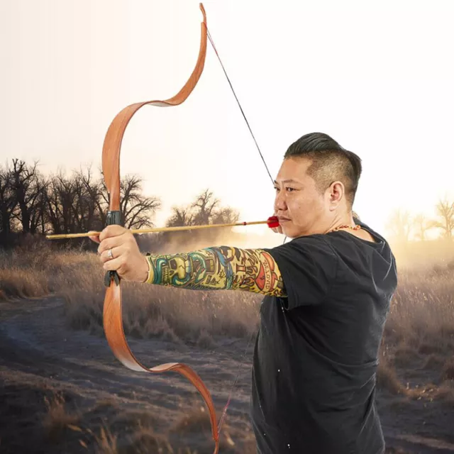 Traditional Recurve Bow Archery 20lbs Takedown Wooden Horsebow Hunting Shooting 3