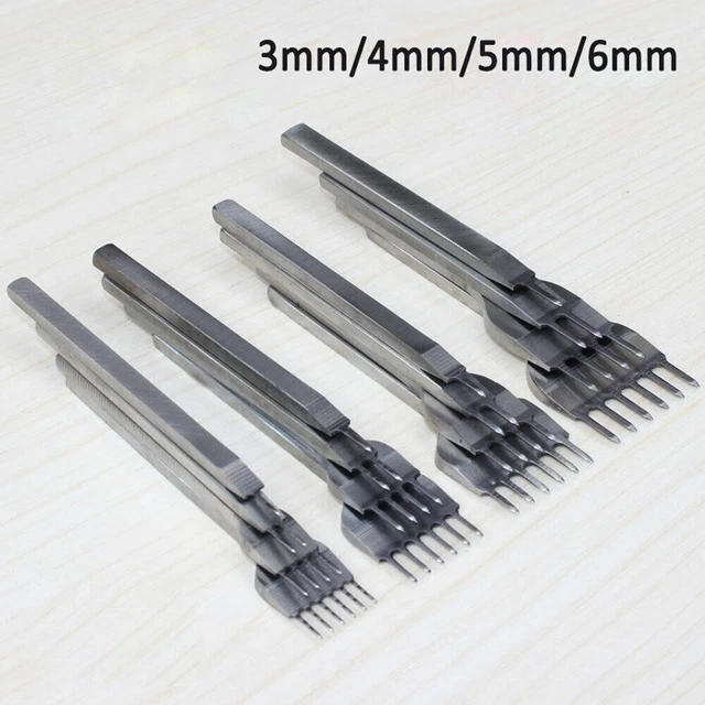 1+2+4+6 Locher Prong Nähen Punch Tool 3/4/5/6mm Leder Handwerk Werkzeuge Neu