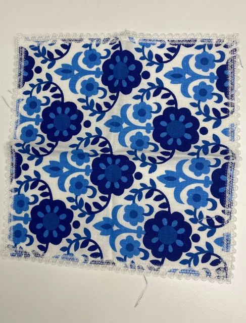 ✅ Fazzoletto vintage fazzoletto in tessuto pizzo foulard da infilare fiori anni '70