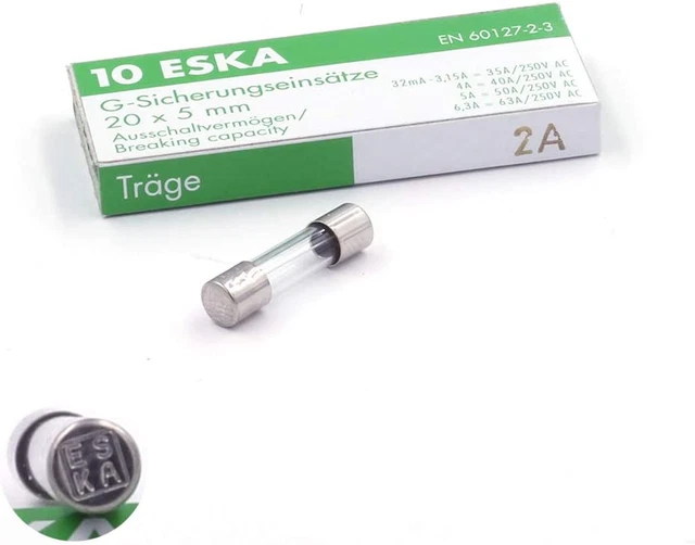 10x Fusible temporisé (T) en verre 2A / 250VAC 5x20mm