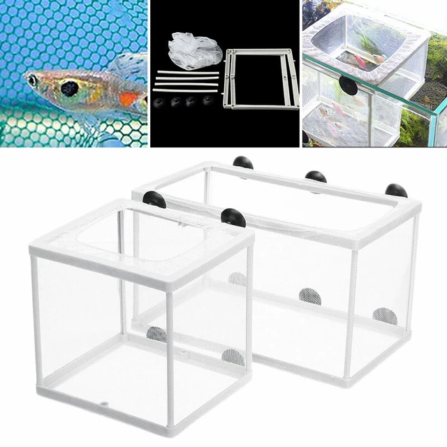 Fish Tank Aquarium Guppy Breeding Breeder Fish Baby Gauze Trap Box Isolator S/L