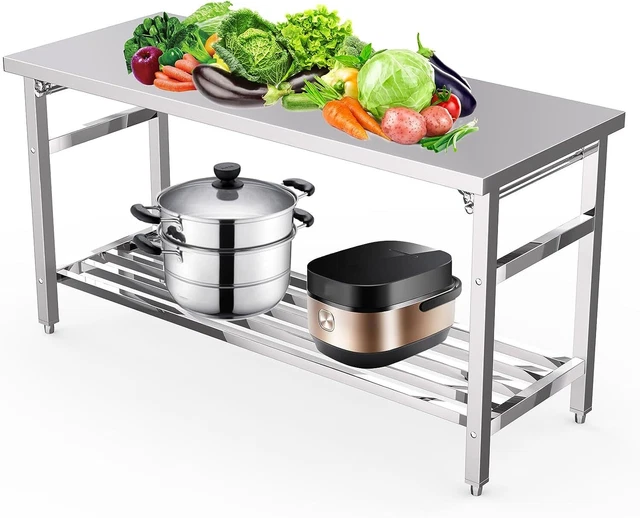 60" x 24" 18-Gauge Stainless Steel Folding Work Prep Tables Open Kitchen NSF