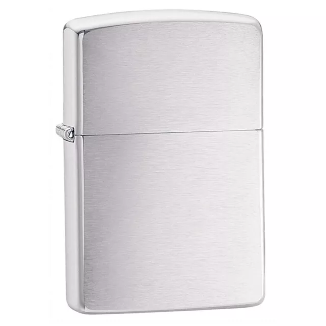 Zippo 200 Classic Brushed Chrome Finish Plain Windproof Pocket Metal Lighter