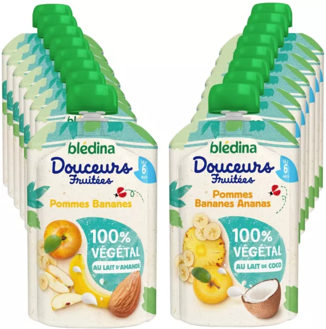 Blédina puré de frutas manzanas plátanos piña fruta manguitos 16x 90g NUEVO MHD 3/24
