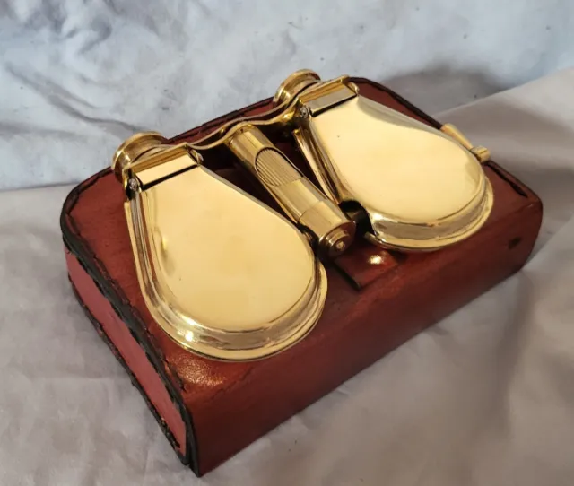 Gold Folding Antique Old Binoculars Vintage Opera Glasses Retro Unusual Case UK