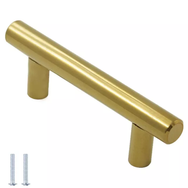 15X Gold T Bar Kitchen Bathroom Cupboard  Drawer Door pull Handle 96-136mm