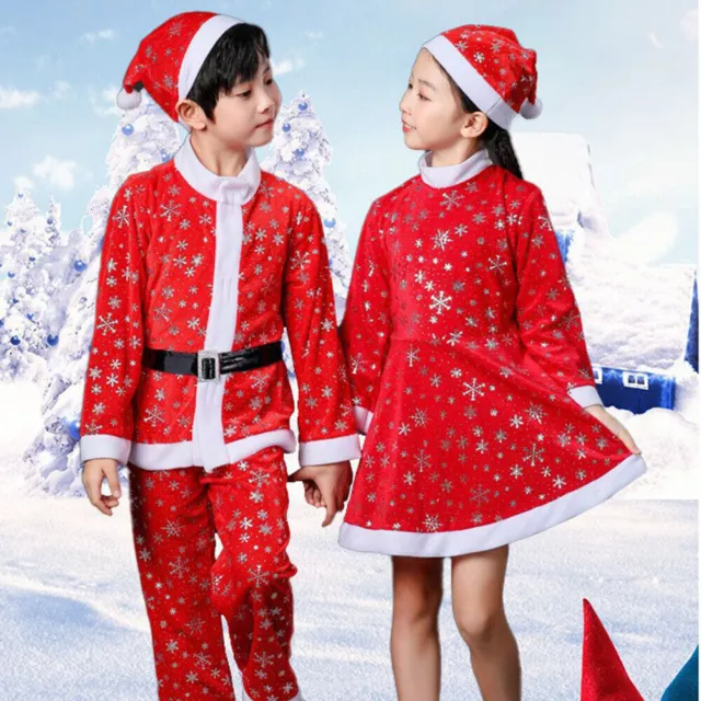 AU Kid Boy Girl Santa Claus Cosplay Costume Christmas Party Fancy Dress Outfit