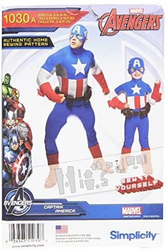 Simplicity Men And Boy's Marvel's Captain America Costume Sewing Pattern Chil...