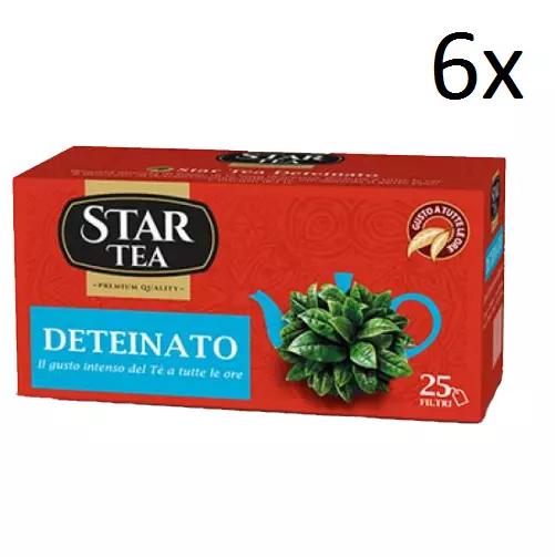 6x Star the Deteinato tè tea box 25 Teebeutel 37,5g entkoffeiniert Schwarztee