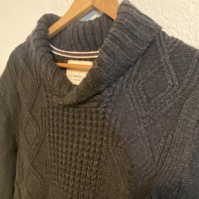 Weatherproof Vintage Men’s Cable Knit Grey Sweater Size Medium