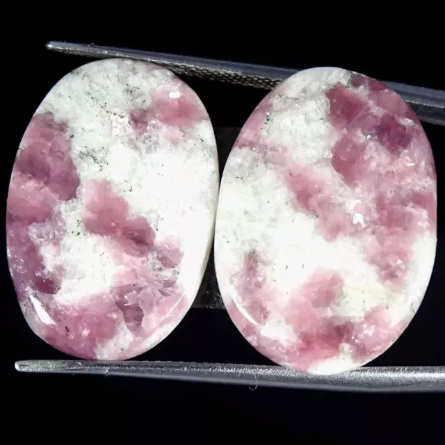21.30Cts Natural Lepidolite Cabochon Pair Oval Gemstones