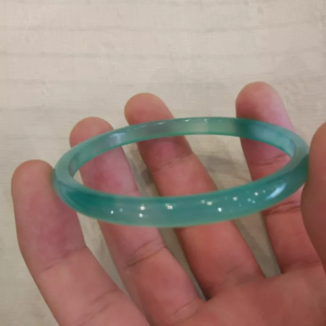 Child Thin Small Size 52-55MM Icy Translucent Green Jade Jadeite Bangle Bracelet