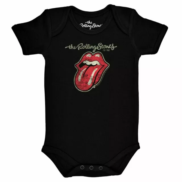 Official Rolling Stones Classic Tongue Babygrow Bodysuit Rolling Stones Romper