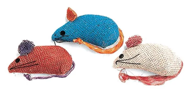 Spot Ethical Pet  3" Burlap Catnip Mice Cat Toys in Assorted Colours