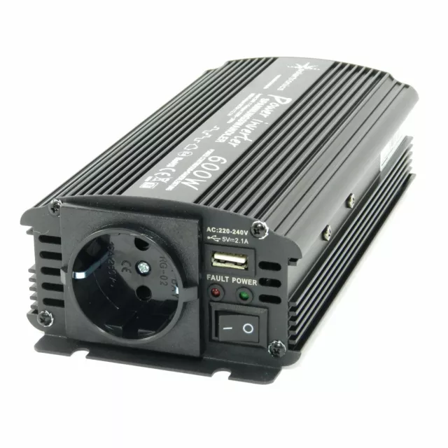 Spannungswandler 24V zu 230V 600/1200 Watt Inverter Wechselrichter USB für Akku