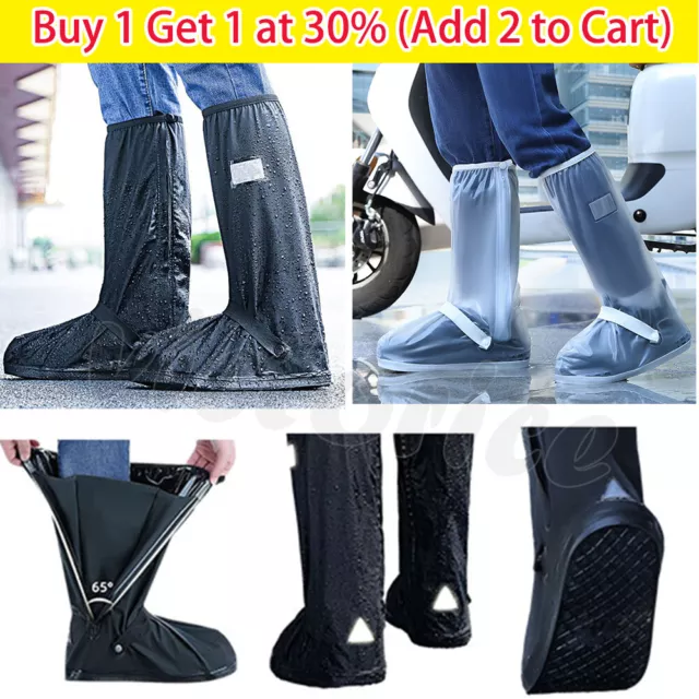 Waterproof Rain Boot Shoe Cover PVC Black Reusable Cycling Overshoe Bike Outdoor