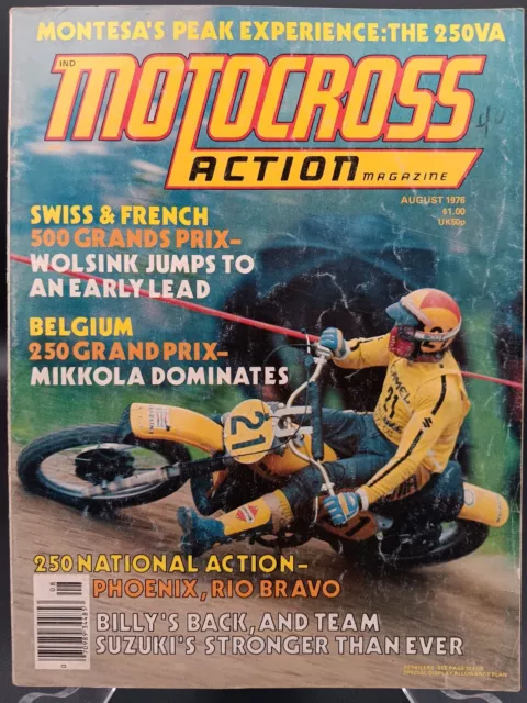 MOTOCROSS ACTION  MAGAZINE AUG 76 Montesa 250VA Works YZ AHRMA Vintage Dirt Bike