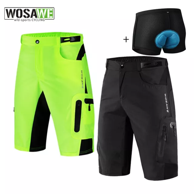 WOSAWE Baggy Cycling Shorts MTB Mountain Bike Short Pants Gel Padded short Pants