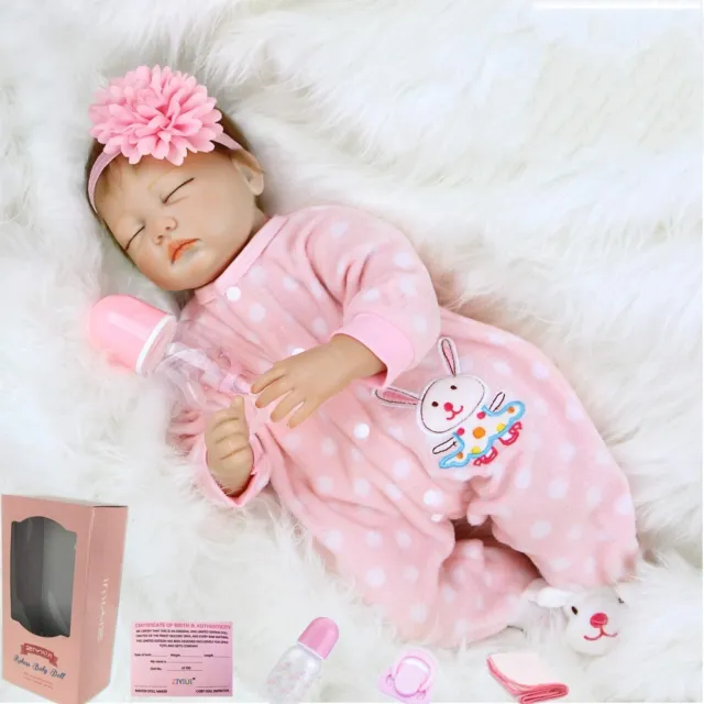 22" Reborn Dolls Soft Silicone Vinyl Handmade Realistic Newborn Girl Baby Gifts