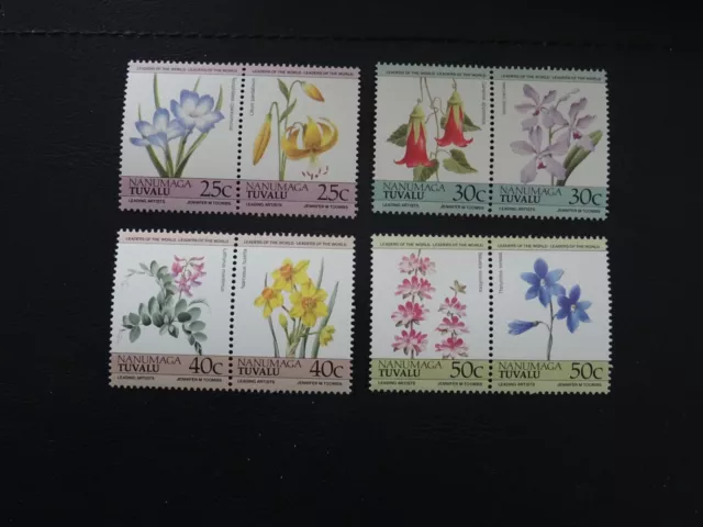 Tuvalu Stamps Leaders of the World (Flowers) set 8 in 4 pairs MNH (Nanumaga)