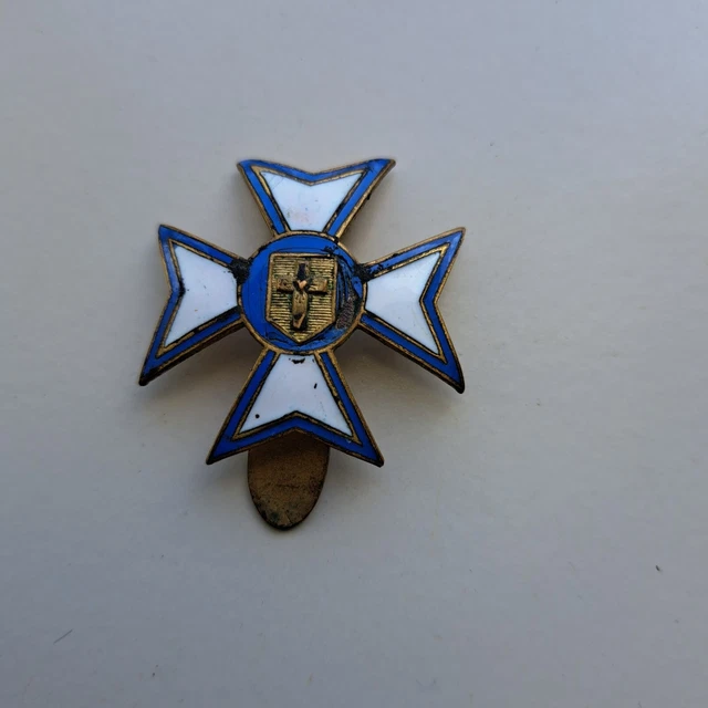 Pendentif-broche Croix De Malte Vintage Florenza - Pierre Verre Bleu De Florence