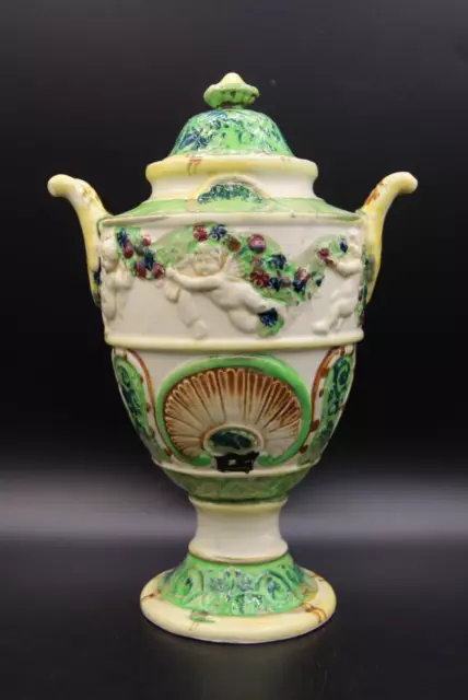Vintage Maruhon Ware Ceramic Majolica Style Lidded Urn Made in Japan