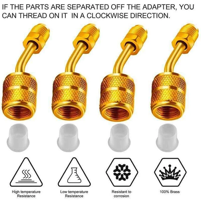Adaptateur de Tuyau de Réfrigérant R410A, Adaptateurs de Pompe à Vide R410A Kit d'Adaptateur R410A avec Laiton de Dissolvant de Carot