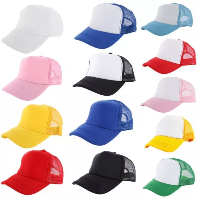 Baseballkappe Unisex einfarbig schlicht leer gebogene Visiermütze Trucker Netz verstellbar