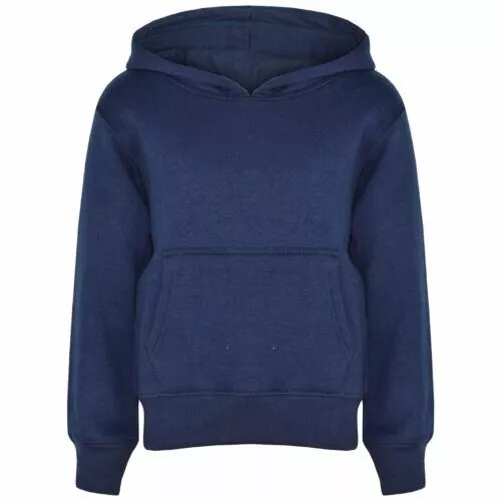 Bambine Ragazzi Felpa Top Tinta Unita Navy con Cappuccio Maglioncini Anni 2-13