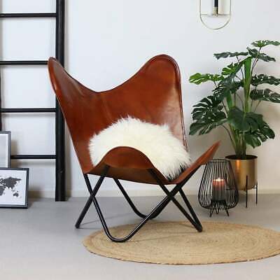Real leather butterfly chair Relax chair sleeper seat only cover & folding frame