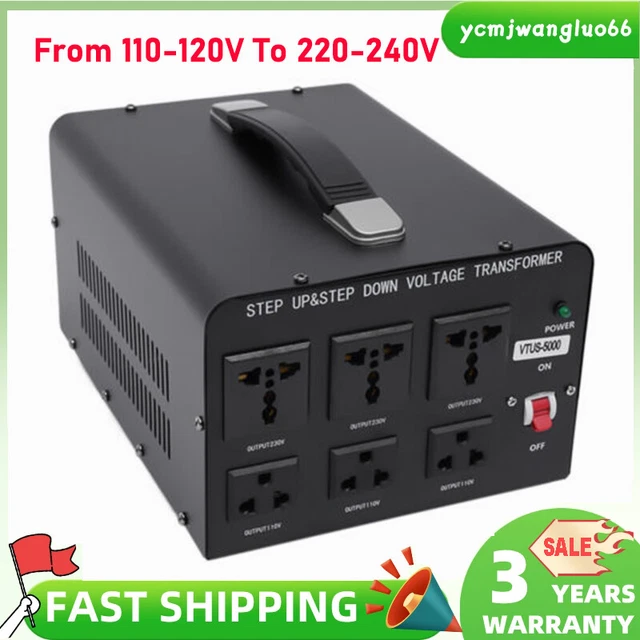800W Voltage Transformer Step Up/Down – 110-120V To 220-240V With 3 Outlets – LVYUAN