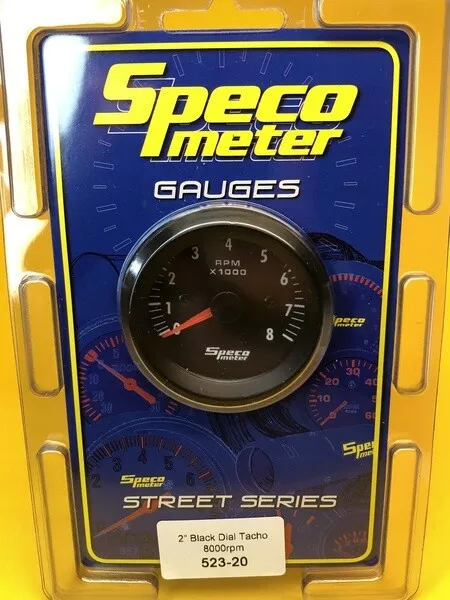 Tachometer gauge 8000 RPM Speco Street 52mm 2" black 523-20