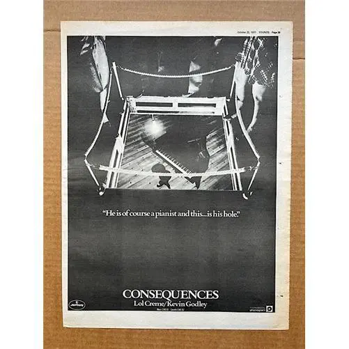 GODLEY + CREME CONSEQUENCES(D) POSTER SIZED original music press advert from 197