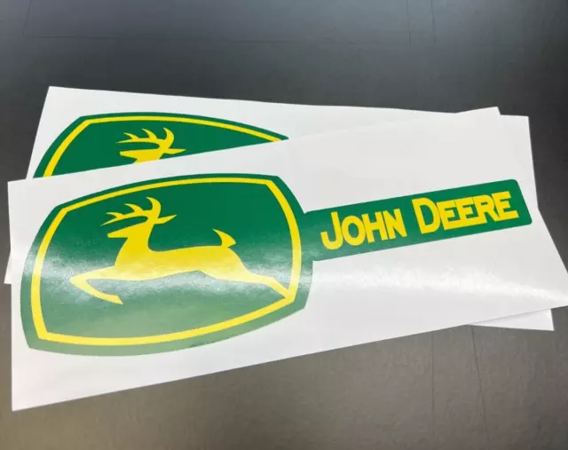 Two John Deere Fade Resistant 7.75x2.5" Vinyl Decals Stickers Set