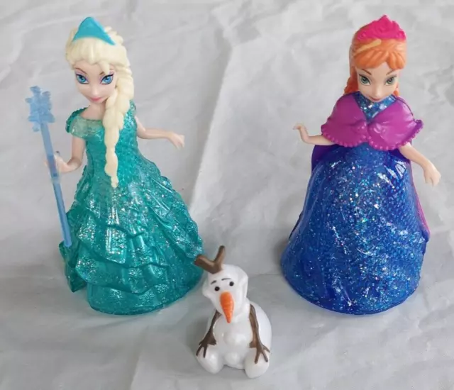 Disney Frozen Anna, Elsa and Olaf Glitter Glider Dresses Magic Clip Dolls