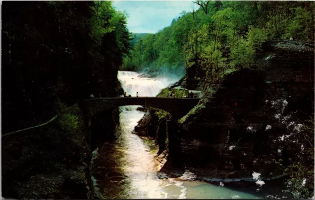 Castile New York NY Letchworth State Park Lower Falls Genesee River Postcard
