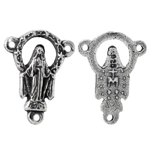 BOBIJOO JEWELRY – Mini Rosario Portafortuna Per Auto O Camion – Bracciale Con Croce E Medaglia Vergine Maria In Argento E Madreperla – Regalo Religioso