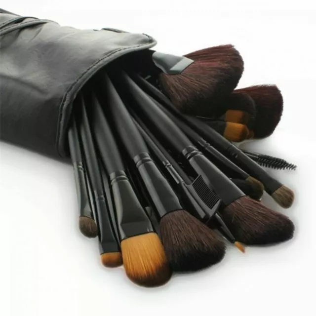 Set 24 Pennelli Per Trucco MAKE UP Ombretto Fard Cosmetica Con Borsa Custodia