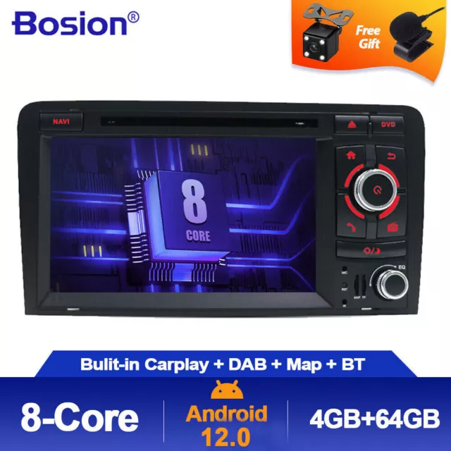 Android 12 Für AUDI A3 S3 RS3 8P 8V 8PA Autoradio NAVI GPS CarPlay DVD 4GB+64GB