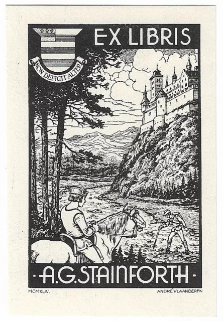 ANDRÉ VLAANDEREN: Exlibris für A.G. Stainforth; Burg; 1944