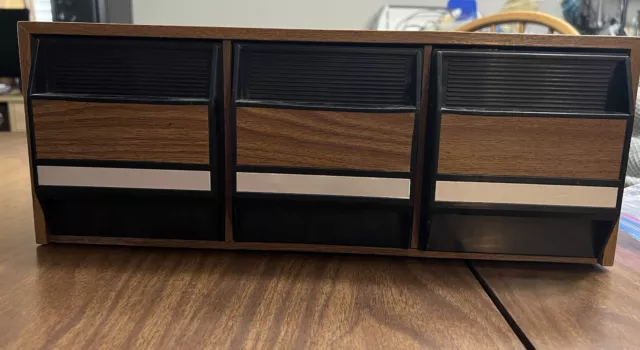 Vintage 39 CD Holder 3 Drawer Faux Wood Brown Storage Case Cabinet Stackable