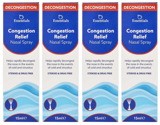 ESSENTIALS CONGESTION RELIEF Nasal Spray - Saline Blocked Nose Spray ...